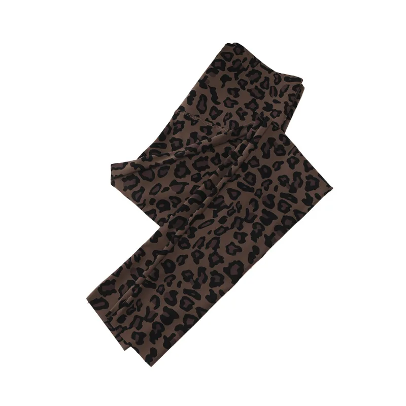 حجم كبير ليوبارد طباعة المرأة ربيع الخريف ارتداء عالية الخصر رقيقة التمويه اليوغا القرش الرياضة طماق القدم الصغيرة