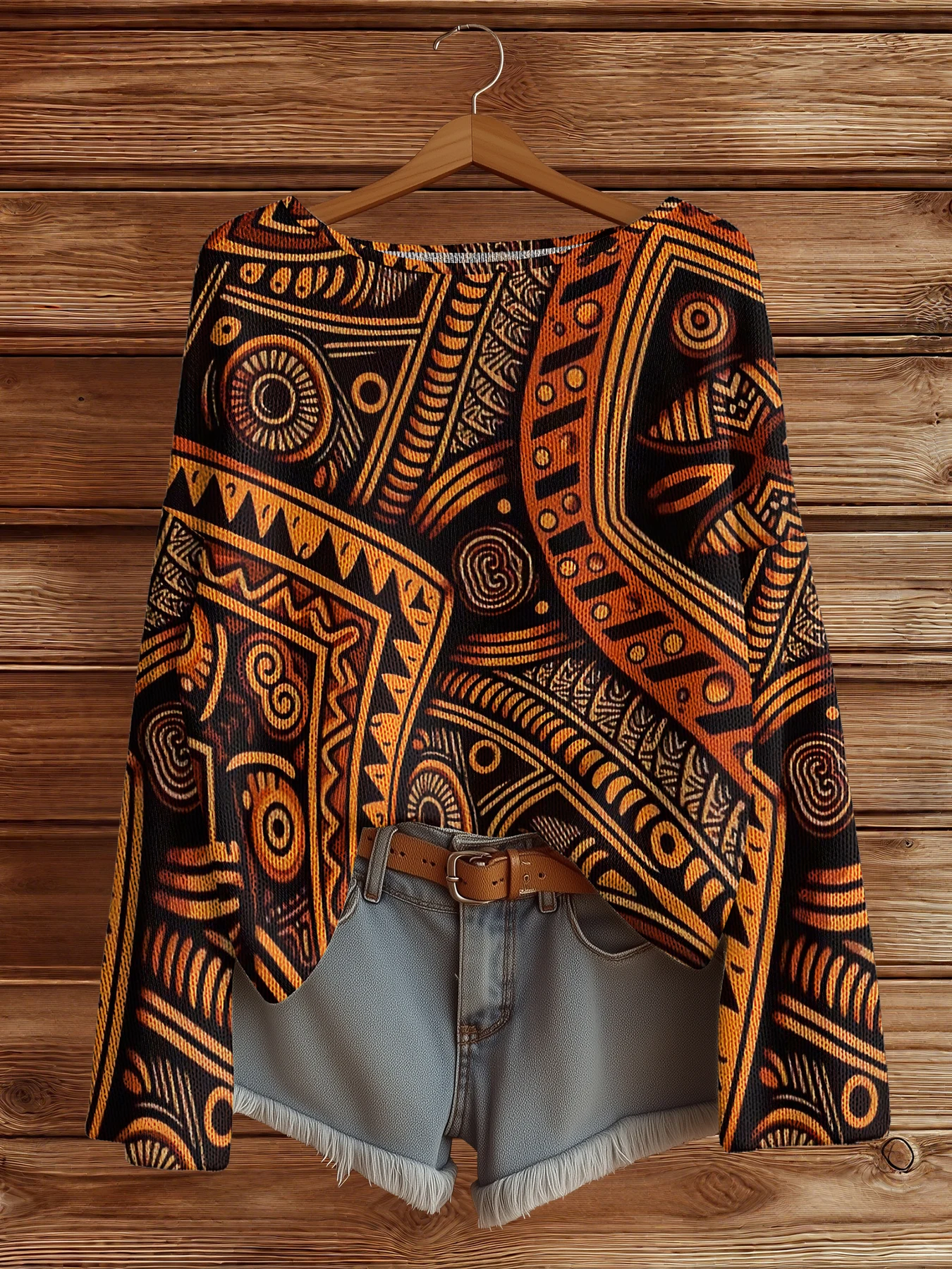

Vintage sweater Autumn Winter tribal Pullover bohemian Sweater For Women Casual Knitwear Female Clothing Soft Streetwear Tops