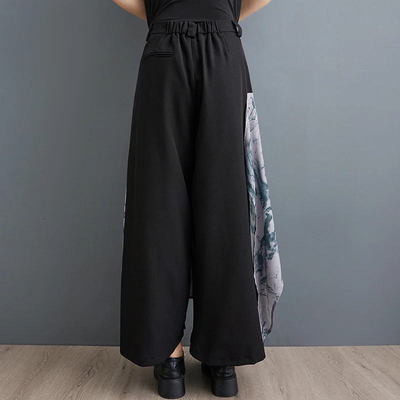 Calças de Verão de Alta Qualidade com Estilo Chinês, Versáteis e com Efeito Emaecimento, Calças de Pernas Largas Tingidas