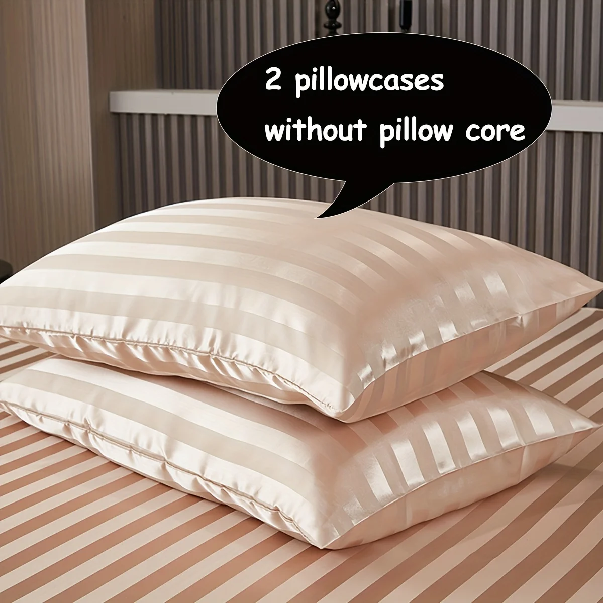 3-teiliges Set aus schlichtem und klassischem Satin-Bettwäsche-Set mit Streifenmuster, geeignet für Schlafzimmer, Studentenwohnheime und Hotels, ideal als Geschenk für die Feiertage. – Detail 4