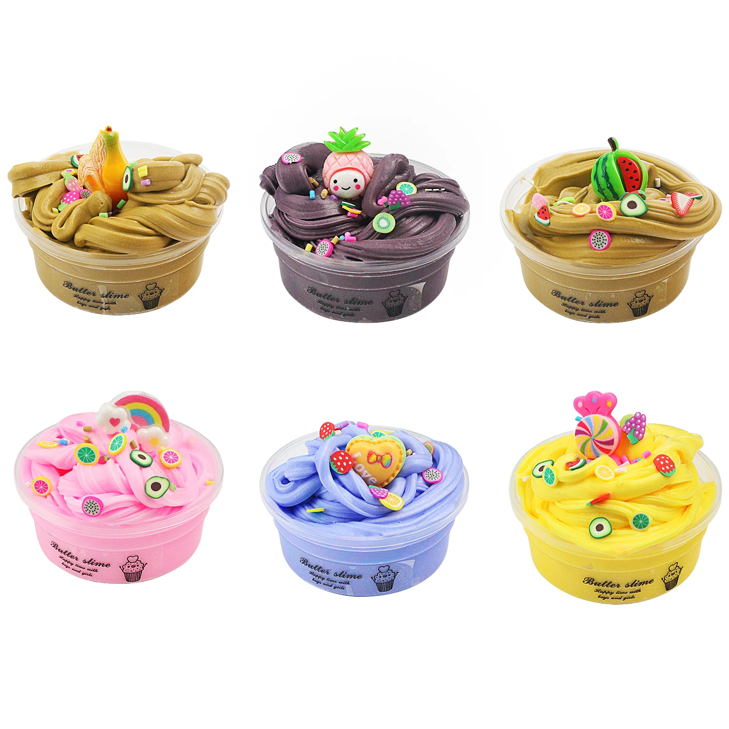 Slim butter mud 6pcs/1set color mud DIY pressure relief toy Lamian Noodles mud foaming glue