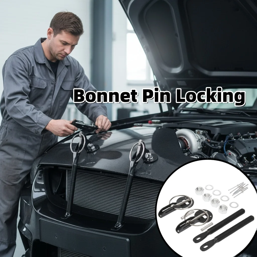 Universal Bonnet Pin Locking Race Track Car Hood Latch Catch Stainless Steel Bonnet Hood Pins Lock Car Exterior Lock Accessories
