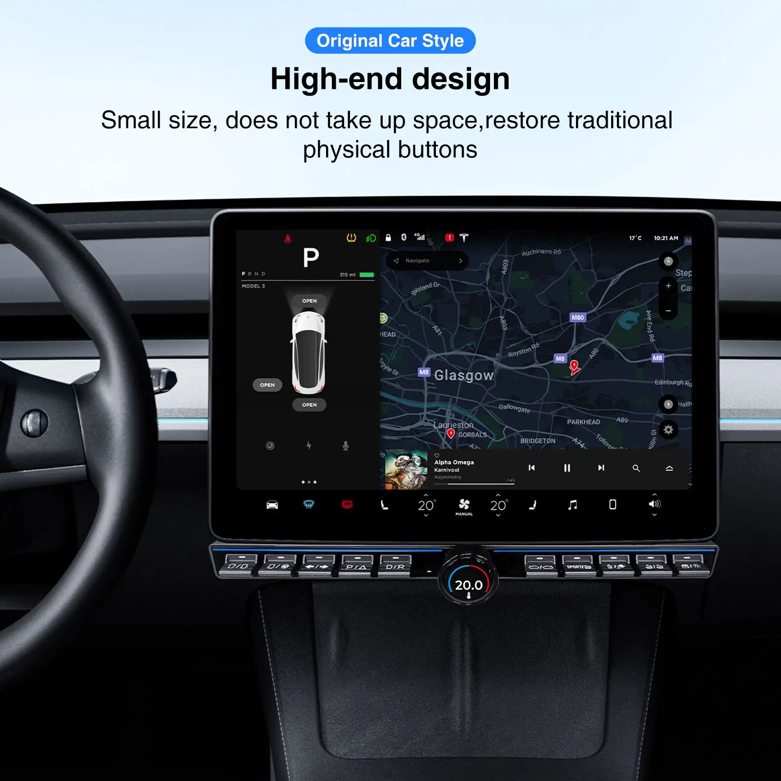 Physical Buttons for Tesla Model 3 Y Highland Ctrl Bar Shortcut Smart Controls Multi Function Panel in Center Console  2017/2024