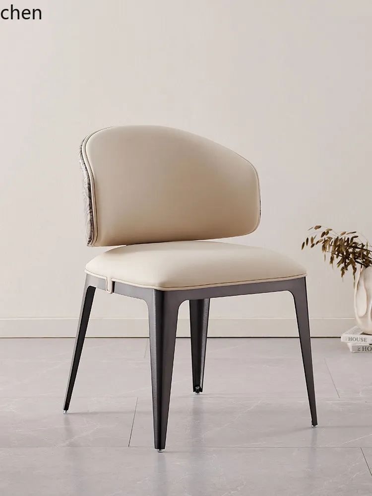CZ Wave Pattern Dining Home Dining Chair Stainless Steel Simple Cafe Chair High-End Lacquer Backrest Chair