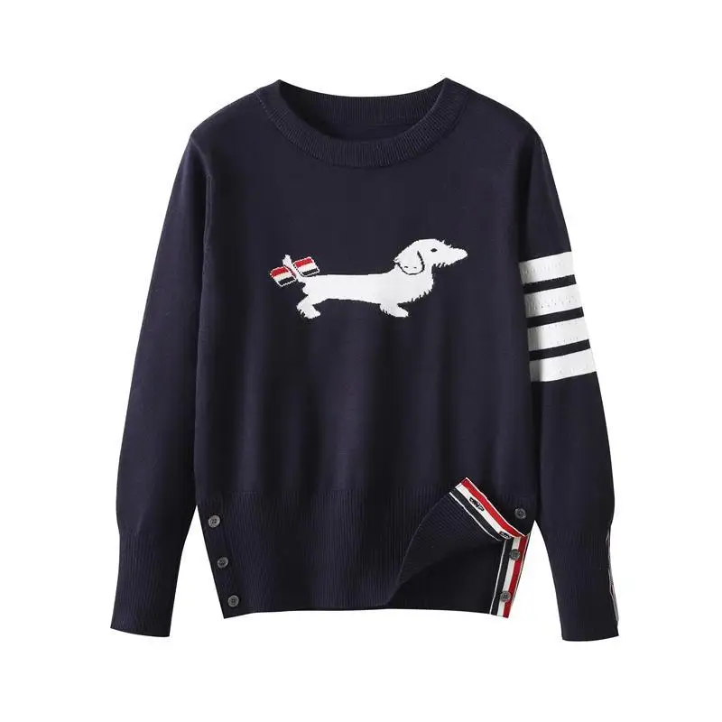 자수 강아지 2024 Autumn Women\'s Golf Wear Luxury Brand Golf Sweater Fashion Embroidery Dog Top Korean Women\'s Windproof Golf Knitted