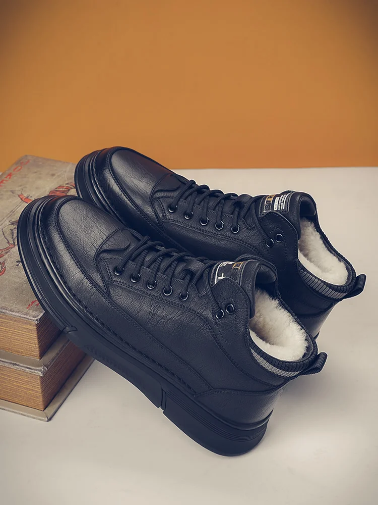 bottes-de-neige-montantes-pour-hommes-en-cuir-doublees-polaire-chaudes-en-laine-et-coton-epaissis-avec-semelle-souple-en-caoutchouc-style-sport