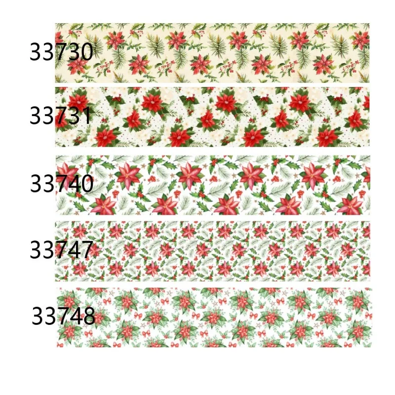 

5Yards Flower Christmas Grosgrain Ribbon for DIY Bows Gift Craft Materials