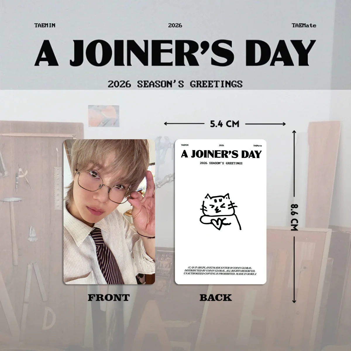 4pcs/set Idols SHINee Taemin 2026 SEASON'S GREETINGS Photocard A Joiner Day Selfie Card Fans Collection Cosplay LOMO Card