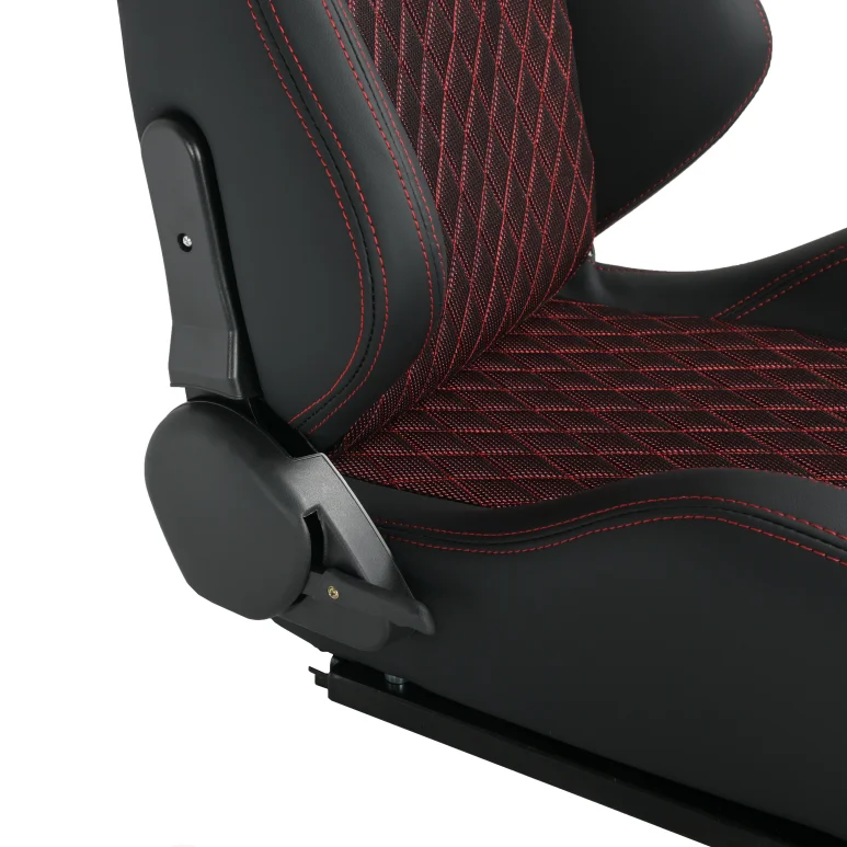 1035D 2PCS USA Stock Free Shipping Universal Leather With Red Shinny Breathable Mesh Fabric Car Racing Seats