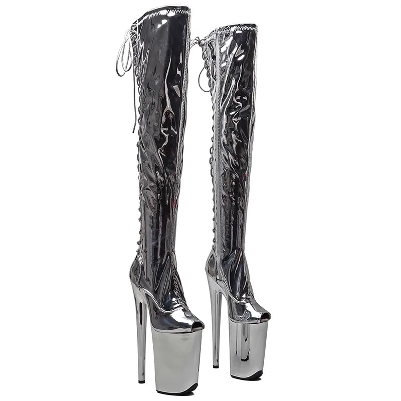 

Auman Ale New 23CM/9inches PU Upper Sexy Exotic High Heel Platform Party Women Boots Pole Dance Shoes 169