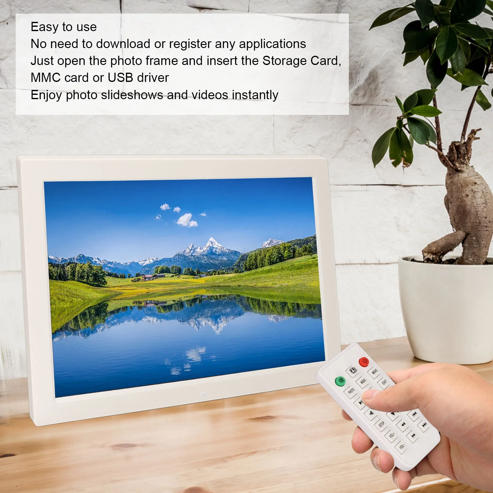 إطار صور كهربائي إطار صور رقمي معاينة الصورة مقاس 17 بوصة يدعم بطاقة تخزين سعة 128 جيجابايت مع جهاز تحكم عن بعد للاستخدام المنزلي