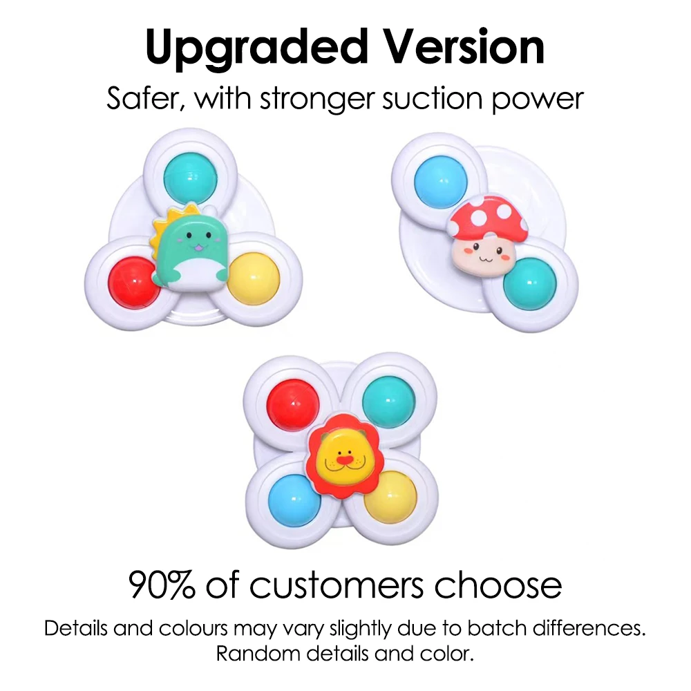 3Pcs/Set Suction Cup Spinning Cartoon Animal Spinner Toys Kids Window Baby High Chair Table Travel Bath Toy for Children Gift