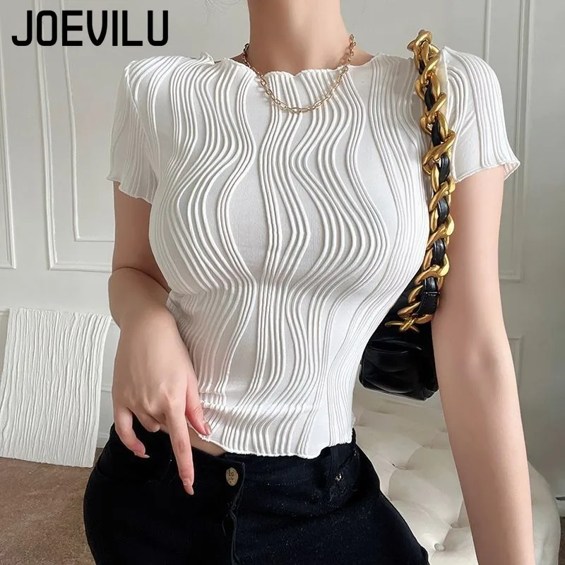 

Women's Round Neck Sexy Slim Fit T-shirt Solid Color Casual Pullover Short Sleeved Top Girls' Fashion Summer Shorts T-shirt