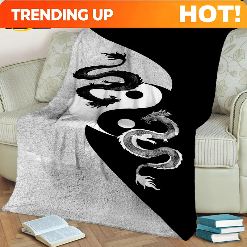 Customize Chinese Bagua Yin Yang 3D Tai Chi  Blanket,Soft Throw Blanket for Home Bedroom Bed Sofa Picnic Travel Office Cover Bla