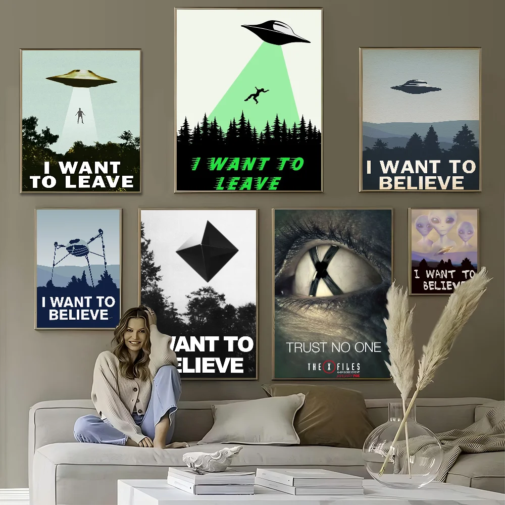 I WANT TO BELIEVE The X Files Art Whitepaper Poster HD Quality Poster Wall Art Painting Study Room Wall Decor