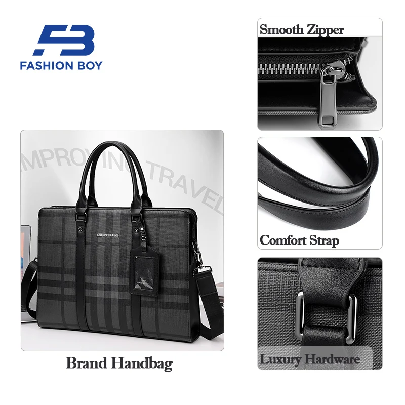 Maletín de cuero para hombre FASHION BOY, bolsos impermeables para ordenador portátil de gran capacidad, bolsos de negocios de diseñador de marca de lujo