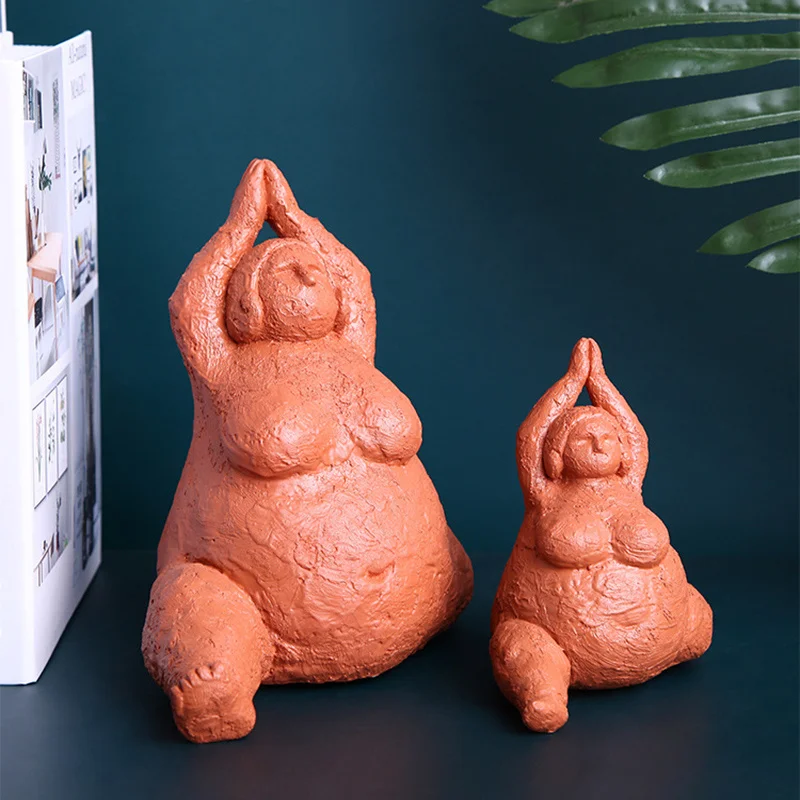 Resin Fat Lady Figurines Abstract Character Sculpture Nordic Style Home Decor Living Room Artwork Decoration Woman Statue Craft