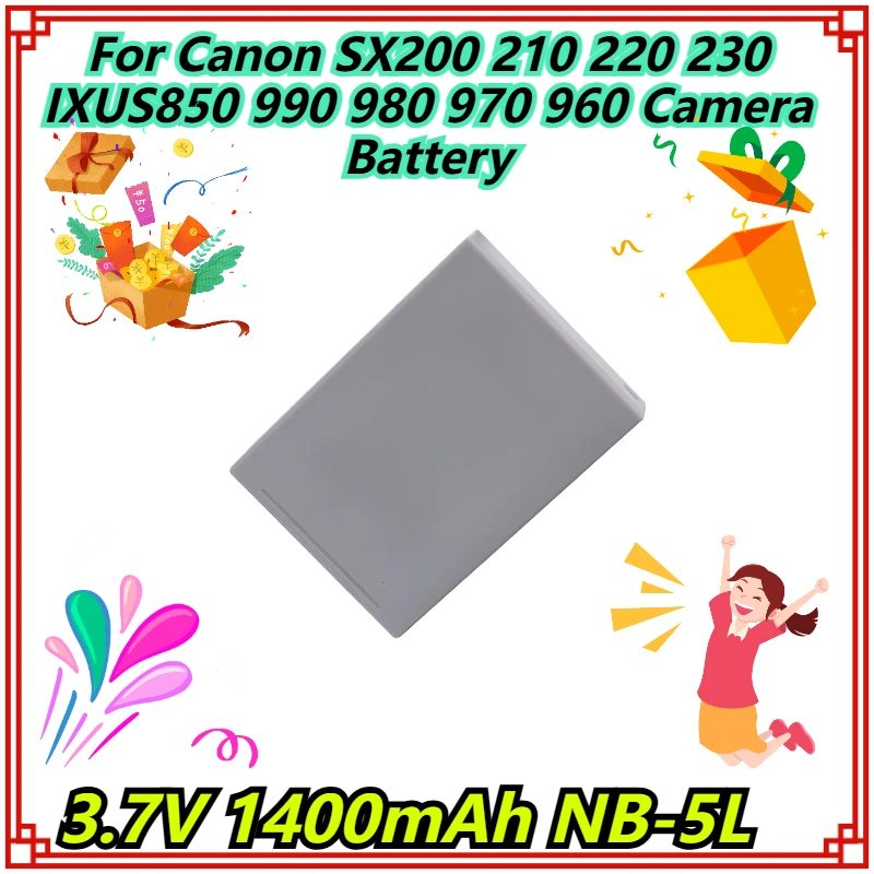 

3.7V 1400mAh NB-5L For Canon SX200 210 220 230 IXUS850 990 980 970 960 Camera Battery