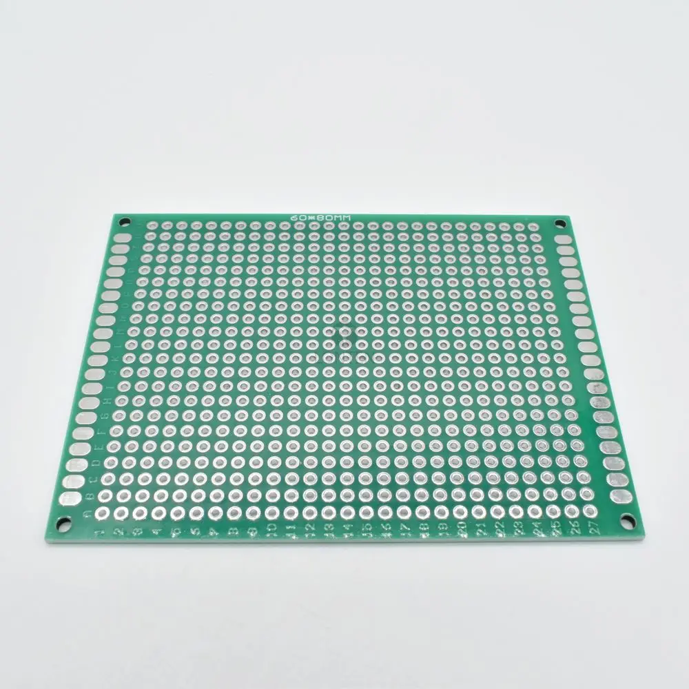 Dupla face Spray Tin Plate, PCB Circuit Board, Fibra de Vidro Green Oil, Universal Board, 6x8cm, 2.0 Buraco Pitch, LT00125