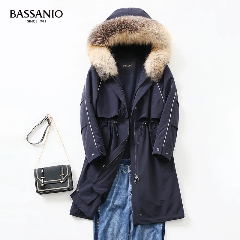 New Big Real Fox Fur Collar Coat Winter Jacket Long Women Rabbit Fur Liner Hooded Parkas