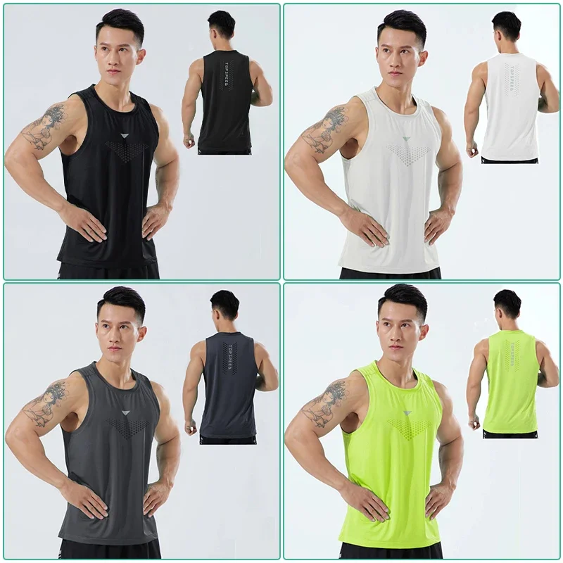 Uomo Runner Vest Training Bodybuilding uomo t-shirt senza maniche abbigliamento Fitness abbigliamento sportivo maschile palestra Running Top abbigliamento Outdoor