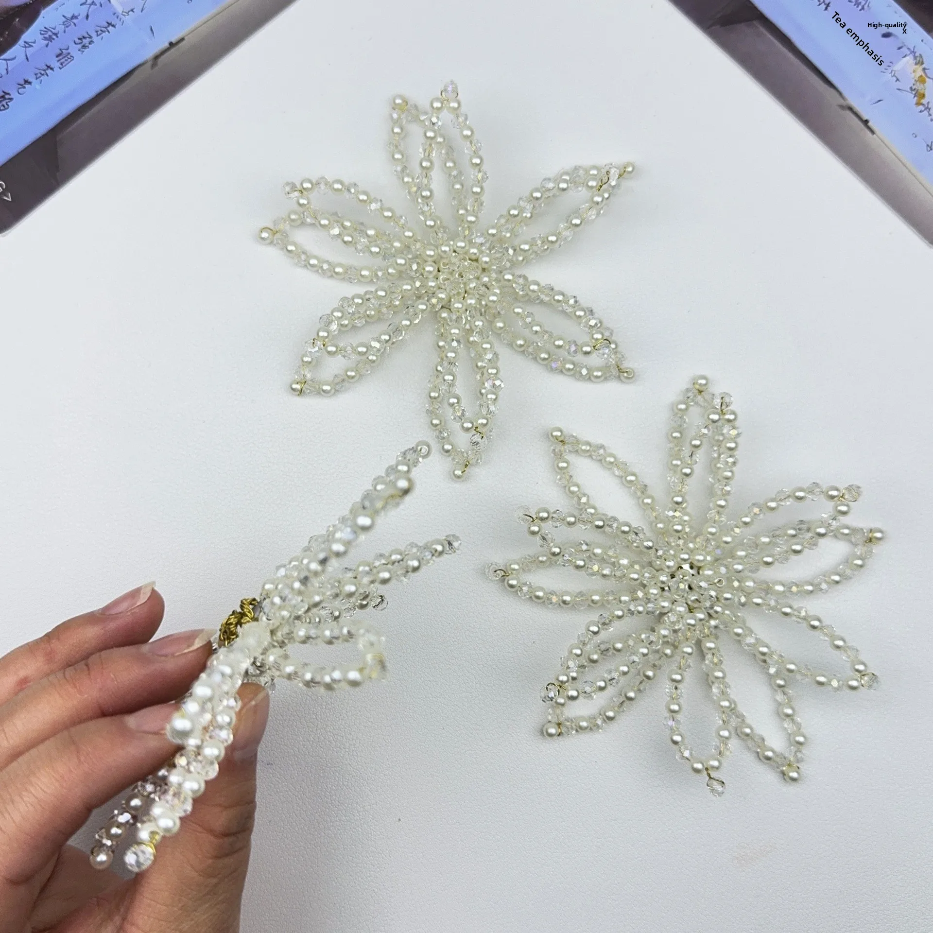 Handmade Beaded Large Flower DIY Shoe Flower Hair Clip Hat Bag Jewelry Accessories Pearl Decorations Glass Crafts from Yiwu