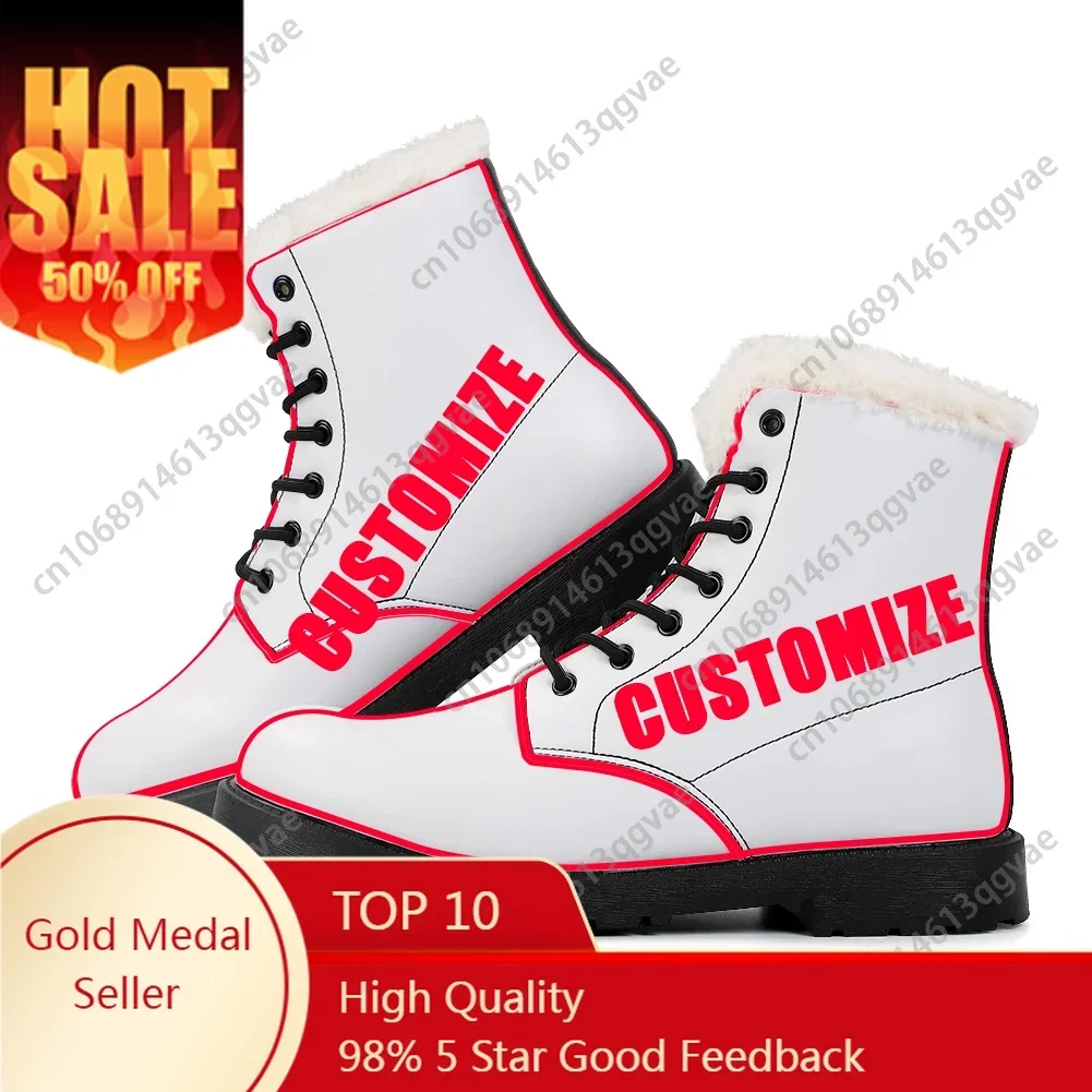 

Custom Made Plush Boots Mens Womens Teenager Shoes Casual Boot Outdoor Light High Quality Couple Print on Demand Customize Shoe