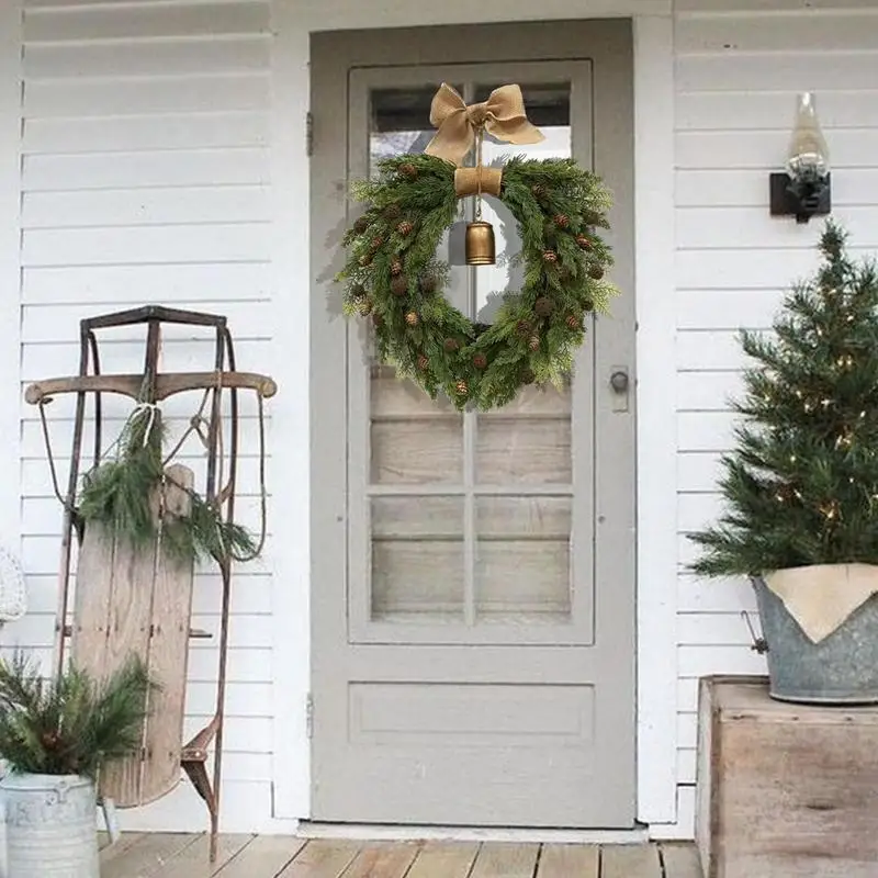 Christmas Door Wreath Vintage Holiday Bell Garland Christmas Advent Wreath With Bow And Bell Artificial Christmas Pine Wreaths