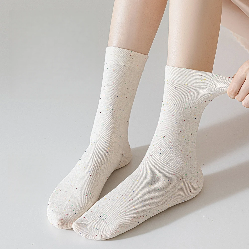 5 Pair Women's Breathable Boneless Seam-Free Cotton Socks Fashionable And Simple Pile Socks High Quality Casual Socks