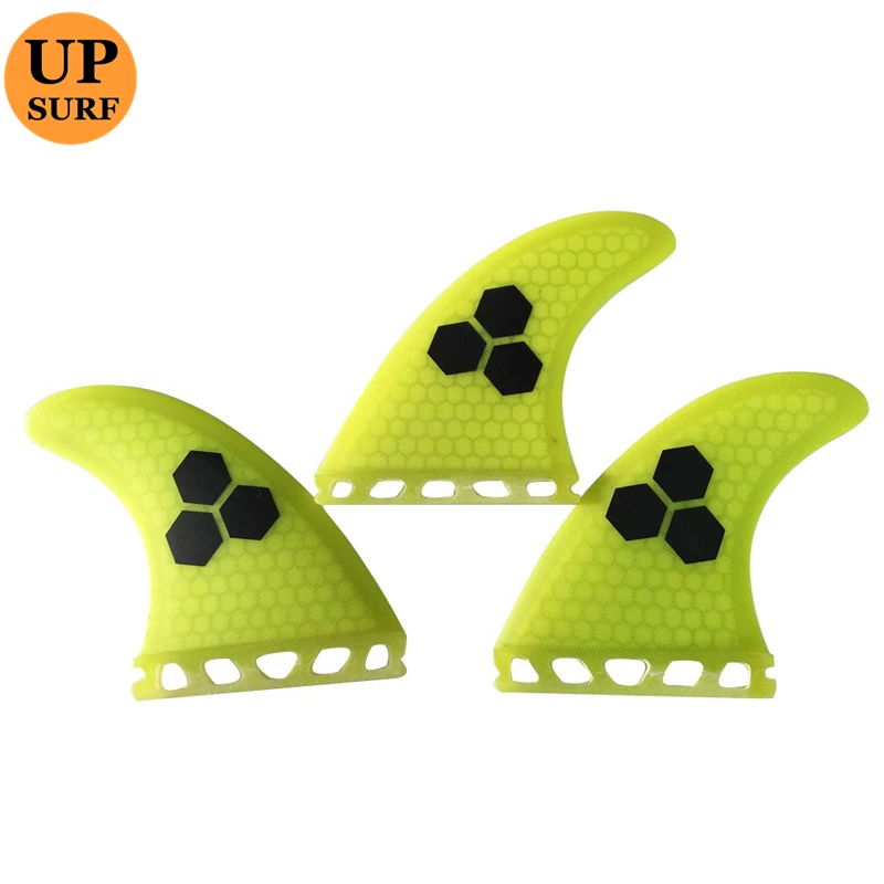 UPSURF FUTURE Fins Small Yellow Color Surfboard Fin Tri-fin Set Honeycomb Fiberglass Quilhas Paddleboard Surf Accessories