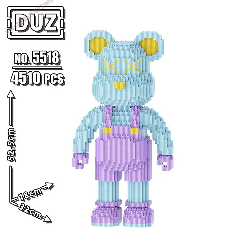 

Giant Fluid Violence Bear Cartoon Love Violent Bear Bearbrick Colour Model Building Block Micro Diamond Bricks Kids Toy Gift Set