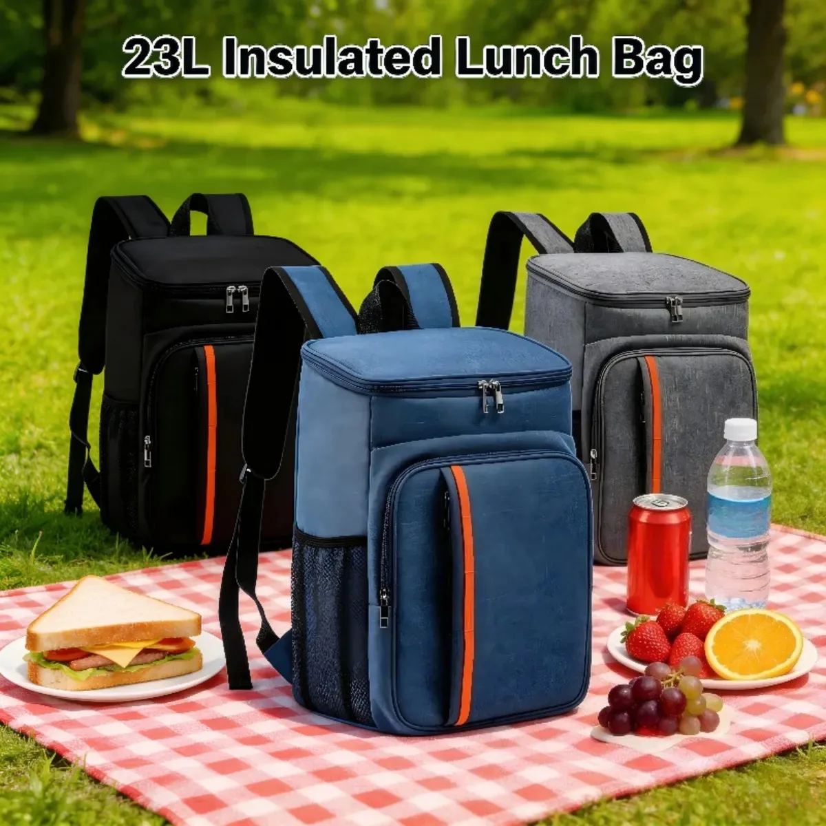 23L Backpack Cooler Insulated, Lightweight Leak Proof Travel Cooler Bag Soft Waterproof, for Camping Hiking Beach Travel Picnic