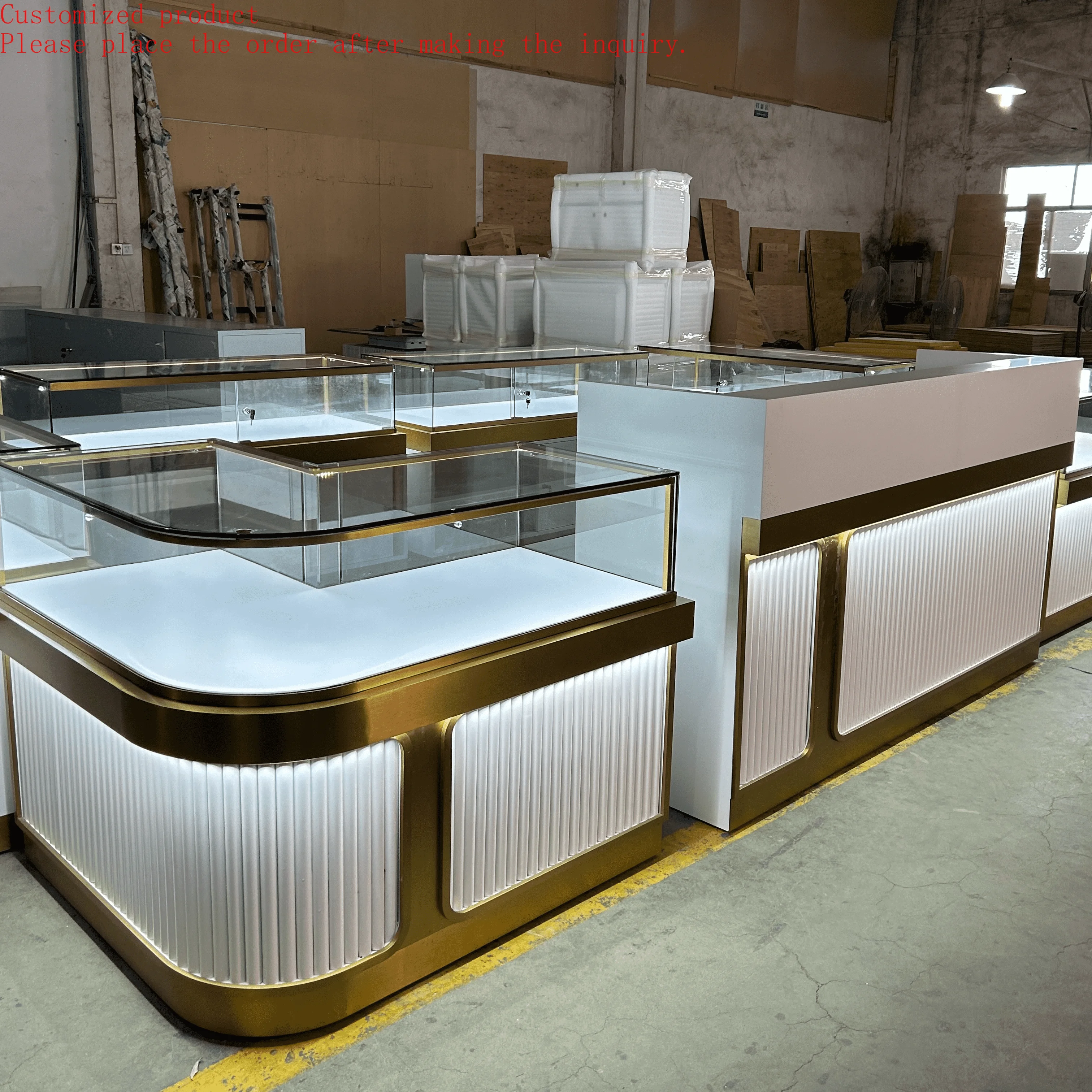 

Custom Modern Mall Kiosk Watches Pearl Store Furniture Decoration Jewelry Display Counter Cabinet Showcase for Gold Jewelry Shop
