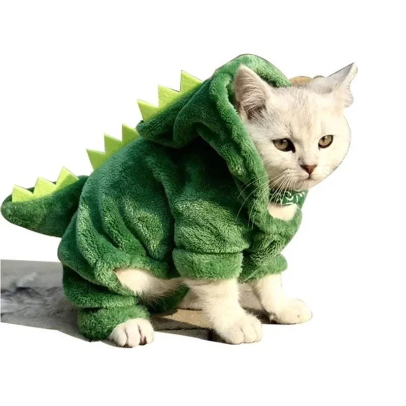 Haustier Katze Hund Halloween Hund Kleidung für kleine Hunde Lustige Dinosaurier Cosplay Kostüm Winter Warm Katze Mantel Fleece Hoodies Pullover – Detail 1