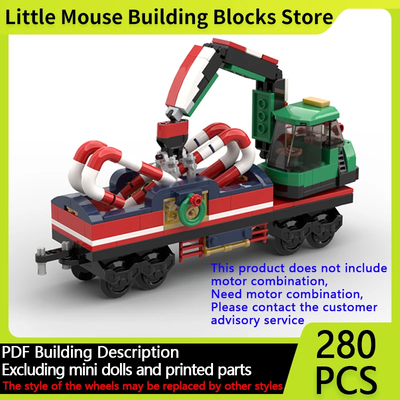 

City Car Model MOC Building Bricks Christmas Candy Crane Train Modular Technology Gifts Holiday Assemble Children Toys Suit