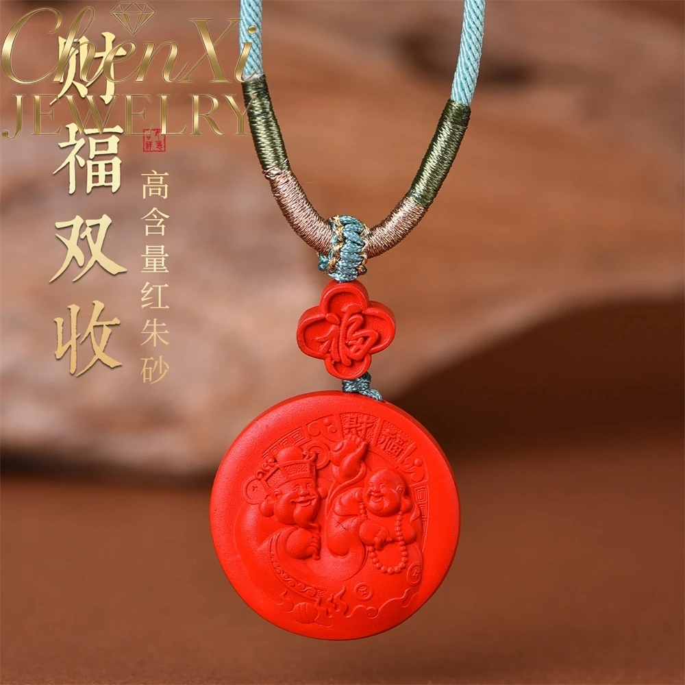 

High-End Cinnabar Fire Phoenix Carp And Bodhisattva Pendant Luxury Quality Fashion Fine Jewelry Exquisite Elegant Charms Gift