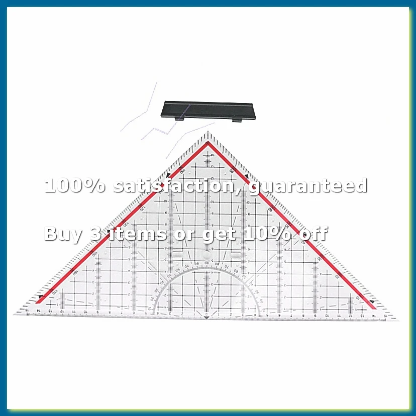 30CM Drawing Triangle Ruler Multi-Function Drawing Design Ruler with Handle Protractor Measurement Ruler Stationery-DTA9