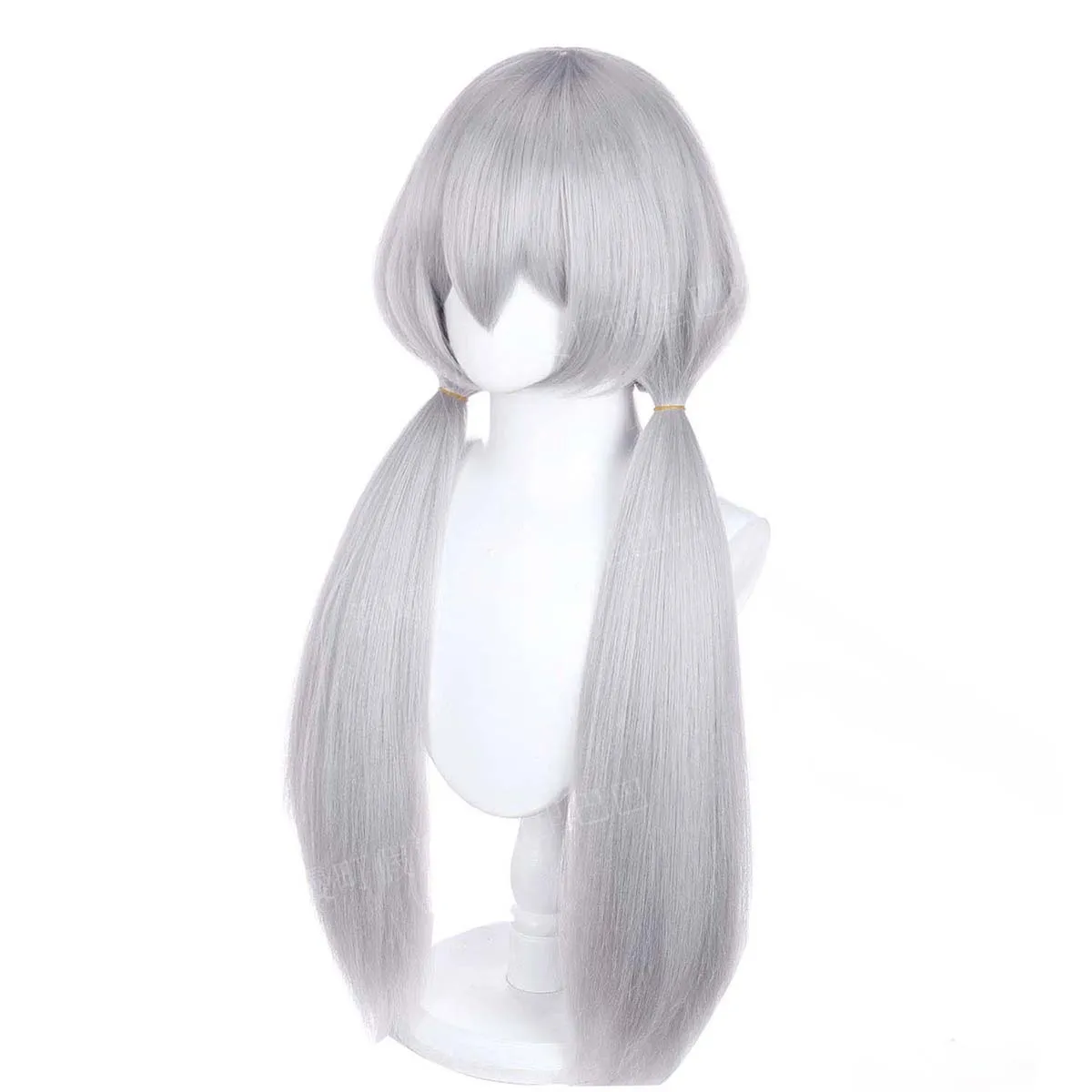 أنيمي لعبة تأثيري مضفر طويل مستقيم الرمادي الباروكات الاصطناعية #6