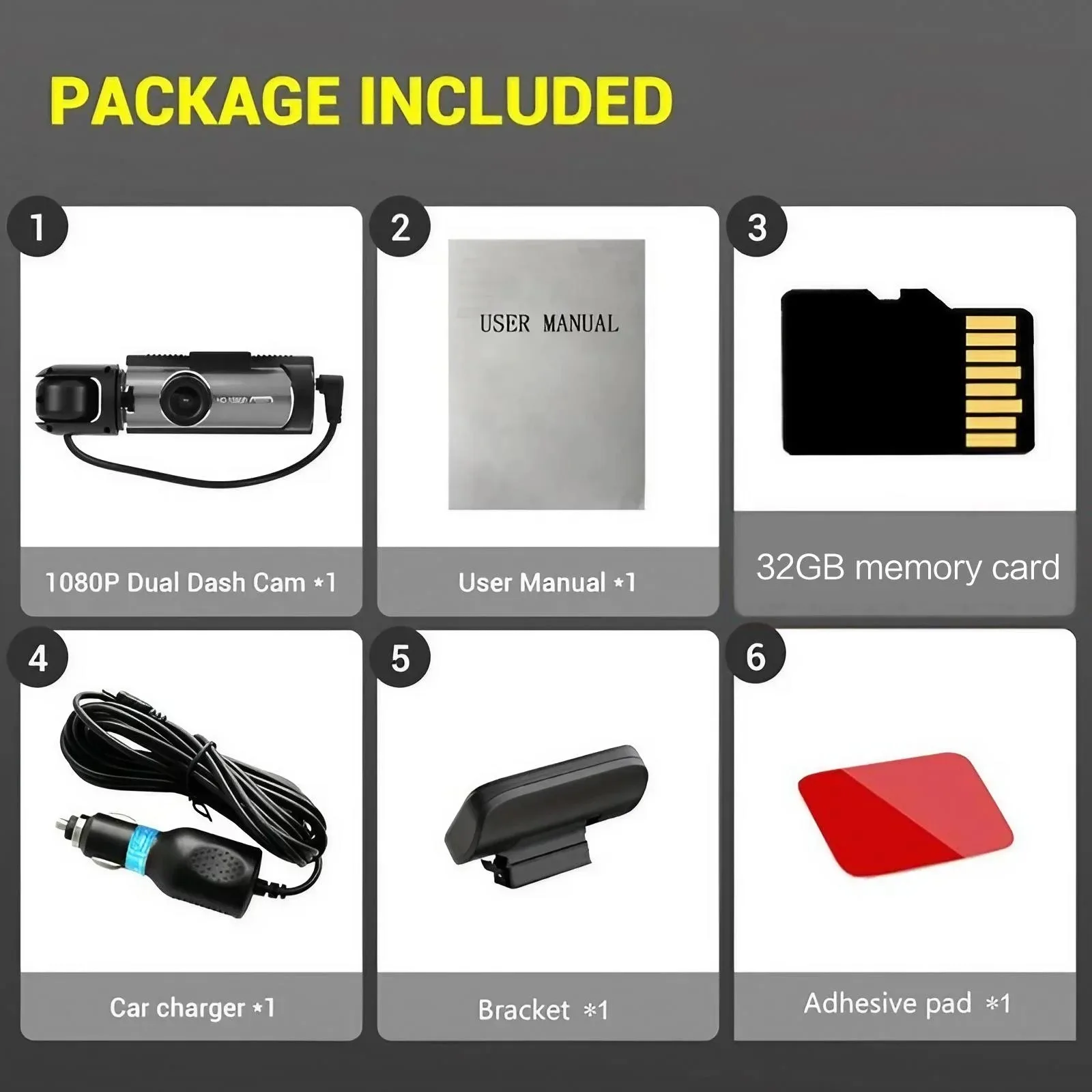 1080P HD Front and Rear Dash Cam for Car Driving Recorder with IR Night Vision G Sensor Three Point One Six Inch IPS Screen High Clarity Car DVR Camera for Vehicle Wide Angle Recording Night Vision Parking Monitor and Loop Recording Support view 7