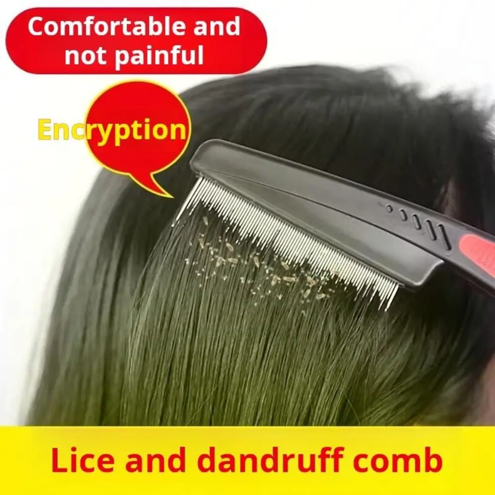Anti-slip Handle Fine-toothed Lice Comb Painless Remove Dandruff Scalp Cleansing Comb Flea Comb