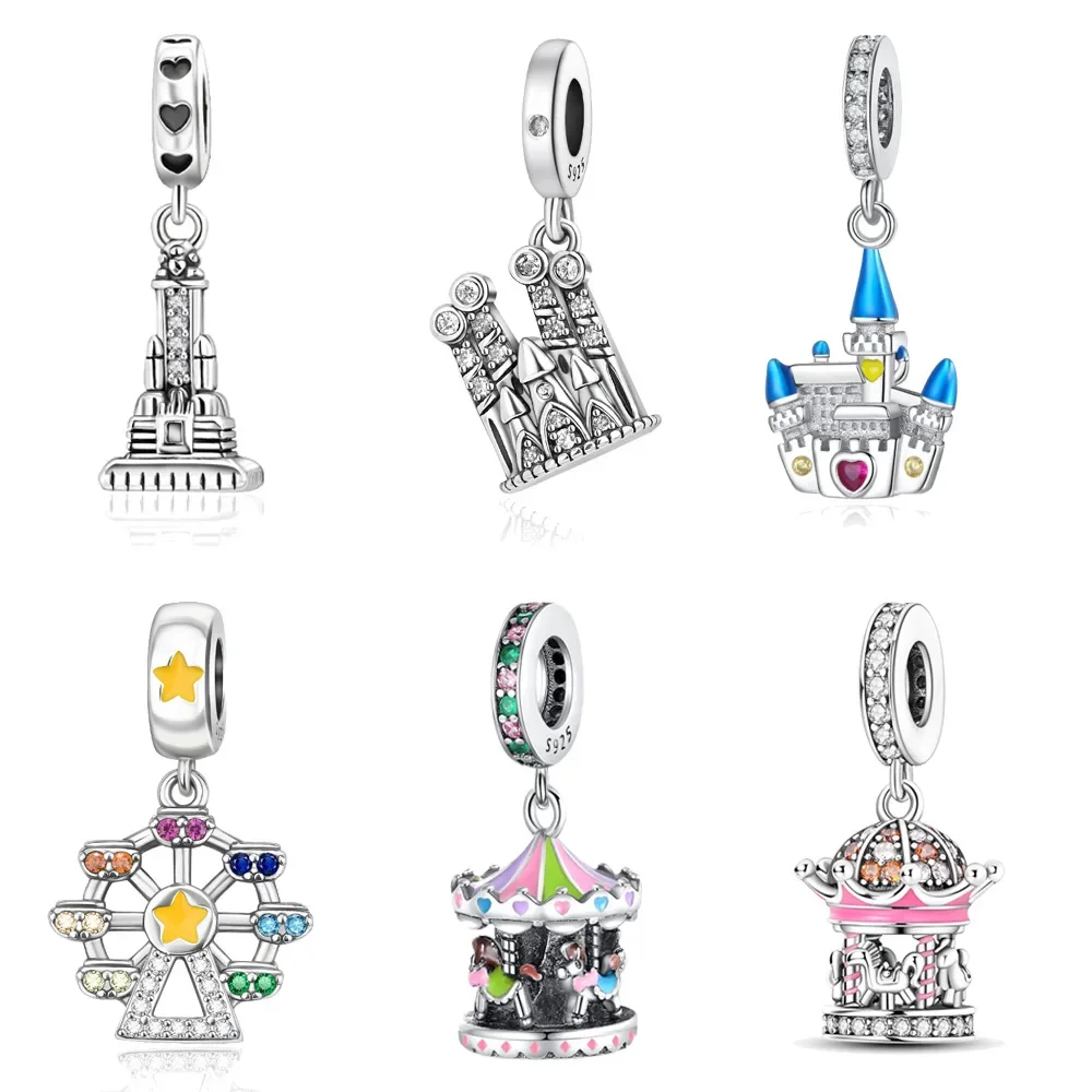 925 Sterling Silver Eiffel Tower  Charms Beads Fit Original Bracelets Bag Keychain Charms Beads Pendant Diy Women Jewelry Gift
