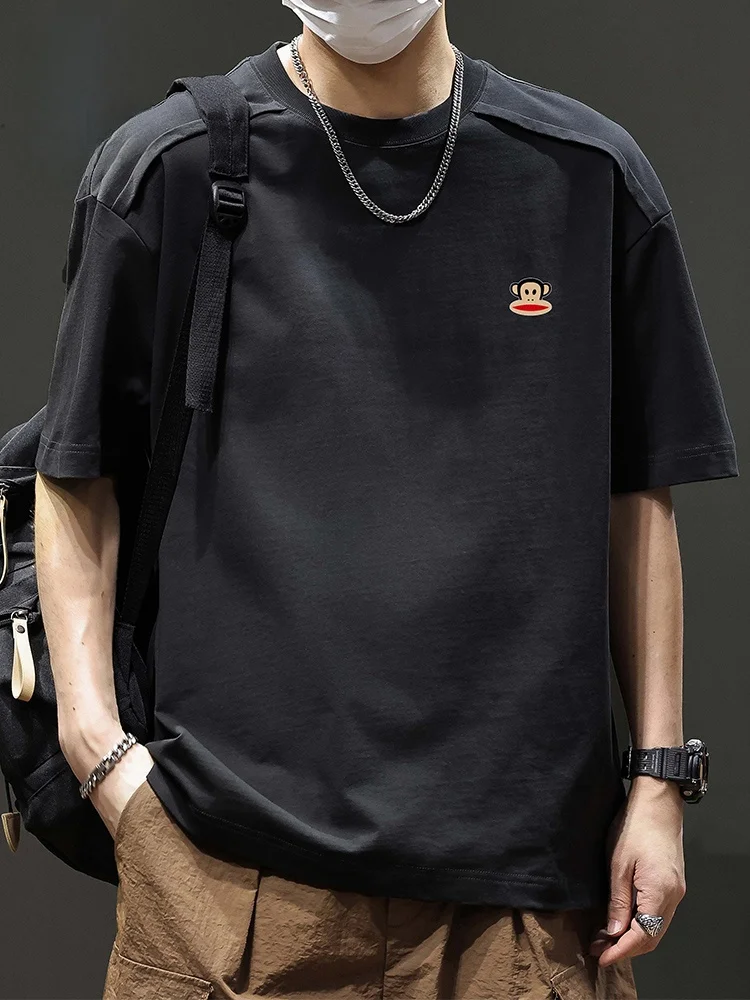 

Американская хлопковая футболка свободного кроя с принтом, мужская летняя повседневная футболка, дышащая и удобная.