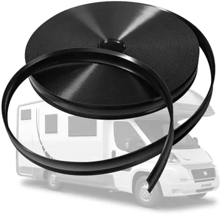 

120 FT RV Trim Molding Insert 1" Black Vinyl Screw Cover – UV Resistant Flexible Strip for Camper & Trailer