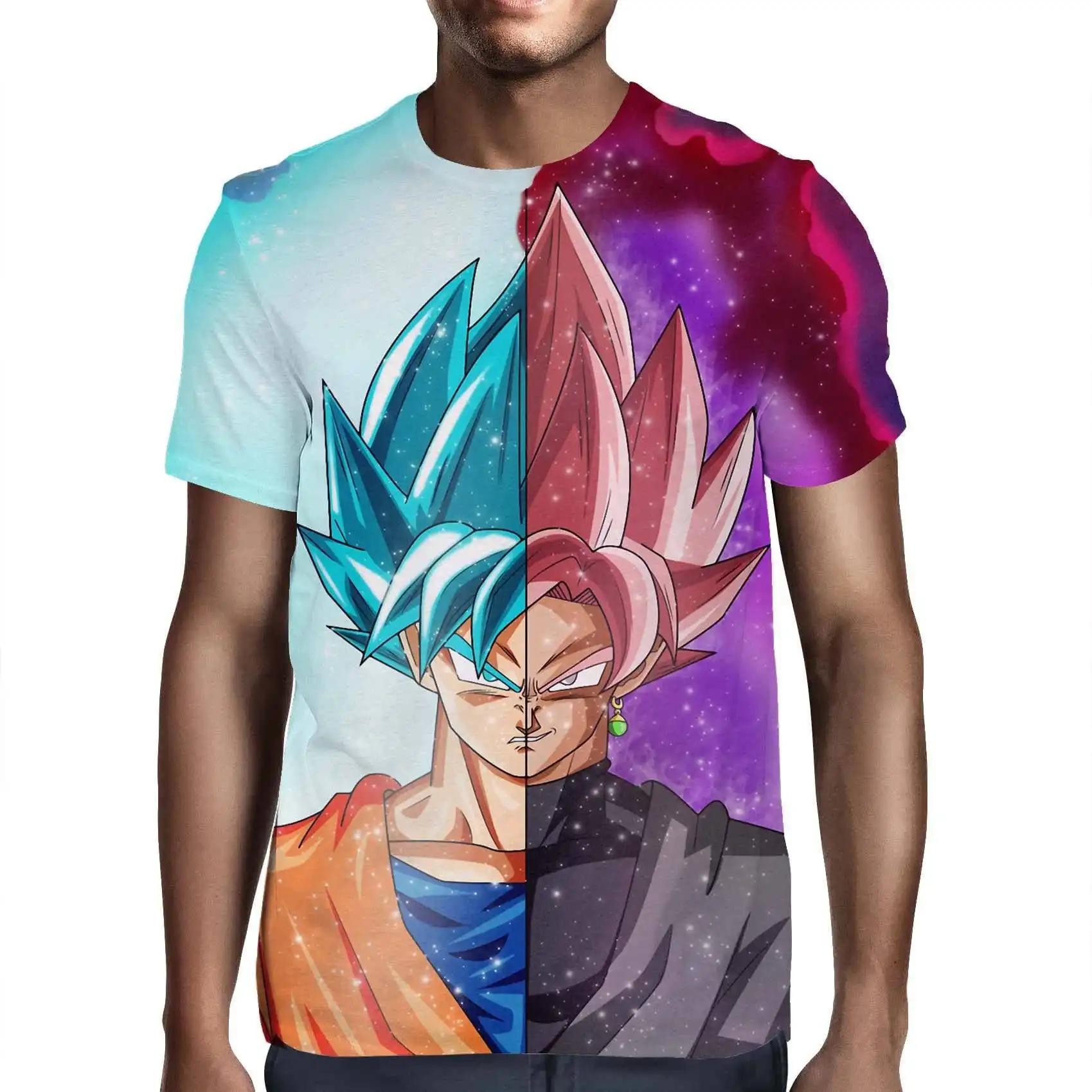 Camiseta de Moda con Estampado de Anime Japonés Dragon Ball Z, Retratos de Goku Black Rose Super Saiyan, para Niños y Adultos, Ropa de Cosplay