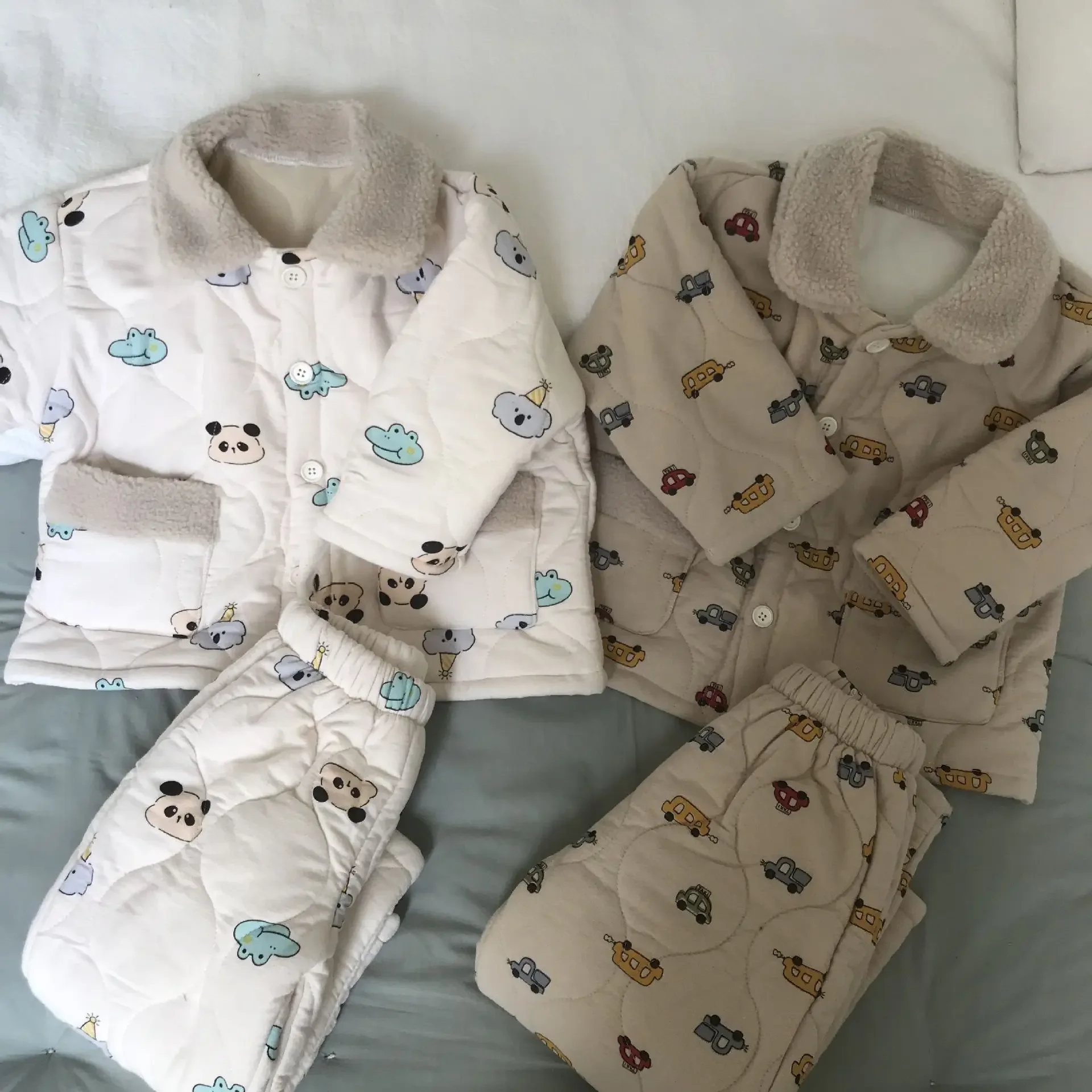 2026 New Children's Sets Autumn Winter Warm Plush Lining Kids Hooded Jacket And Pants For Boys And Girls Sets