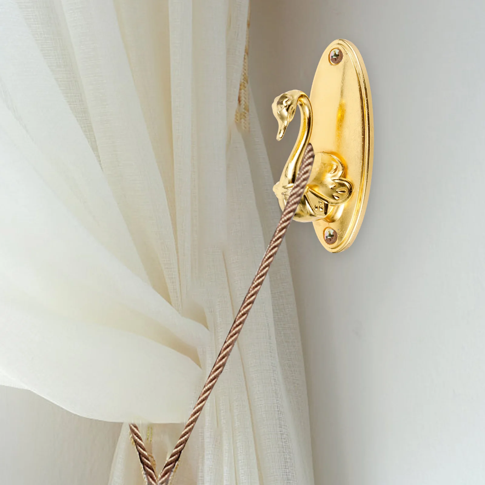 

Golden Zinc Alloy Curtain Holdbacks 85 X 4Cm Pair Classic Design Drapery Tiebacks for Modern Traditional Rooms Decorative Hook