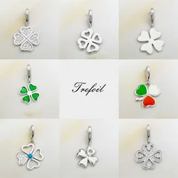 Four Leaf Clover Lucky Charms Pendant,Fashion Jewelry 925 Sterling Silver Trendy Gift For Women Men Fit Bracelet Necklace Bag