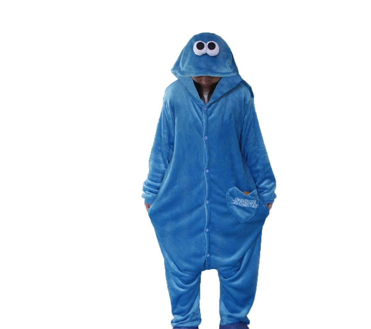 Kigurumi New Flannel Adult Cookie Monster Pajamas Disfraces For Unisex Sleepsuit Sleepwear Pyjamas Animal Onesie