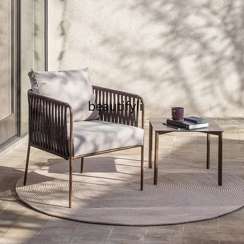 Outdoor Table and Chair Leisure Courtyard Homestay Western Restaurant Cafe Rattan Open-air Dining Bar Chair Garden Furniture