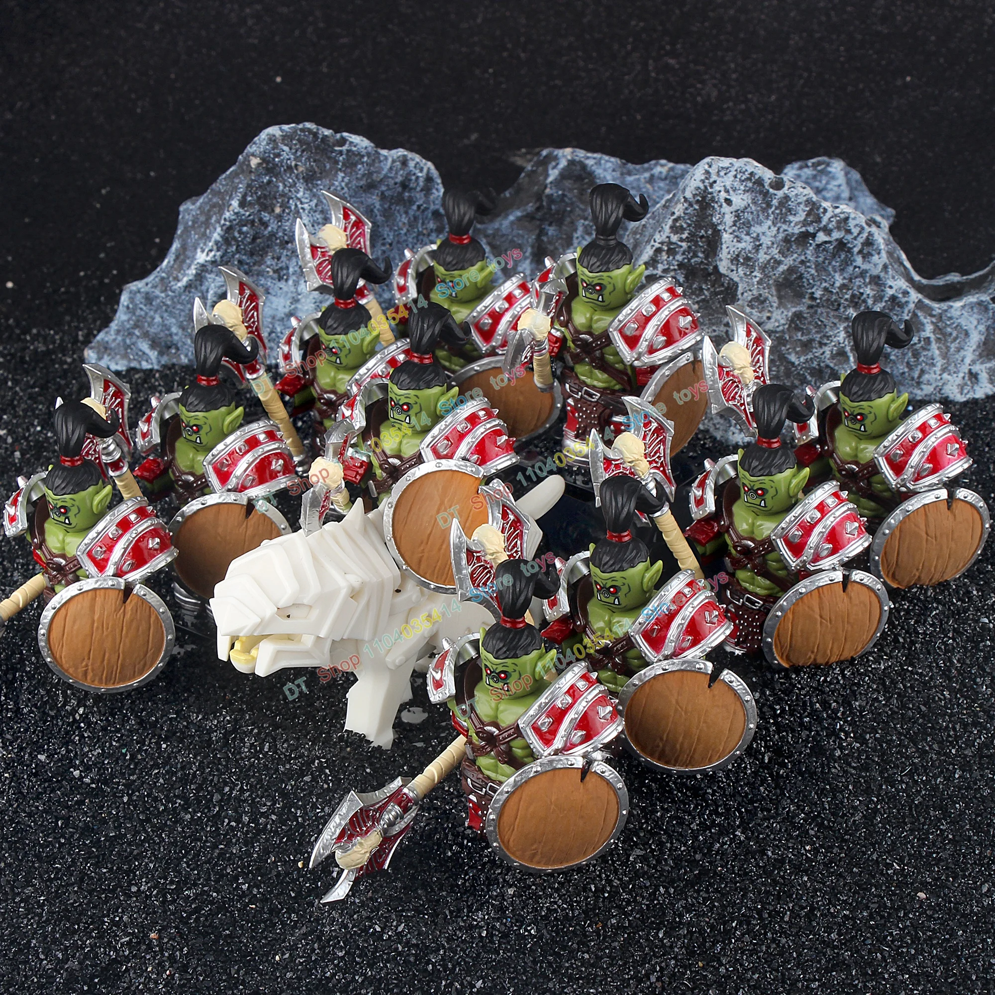 Mittelalterliche Orks Modell-Bausteine Wolf-Reittiere Zubehör Actionfiguren Puzzle Cartoon Bauklötze Spielzeug Geburtstagsgeschenke DT8905